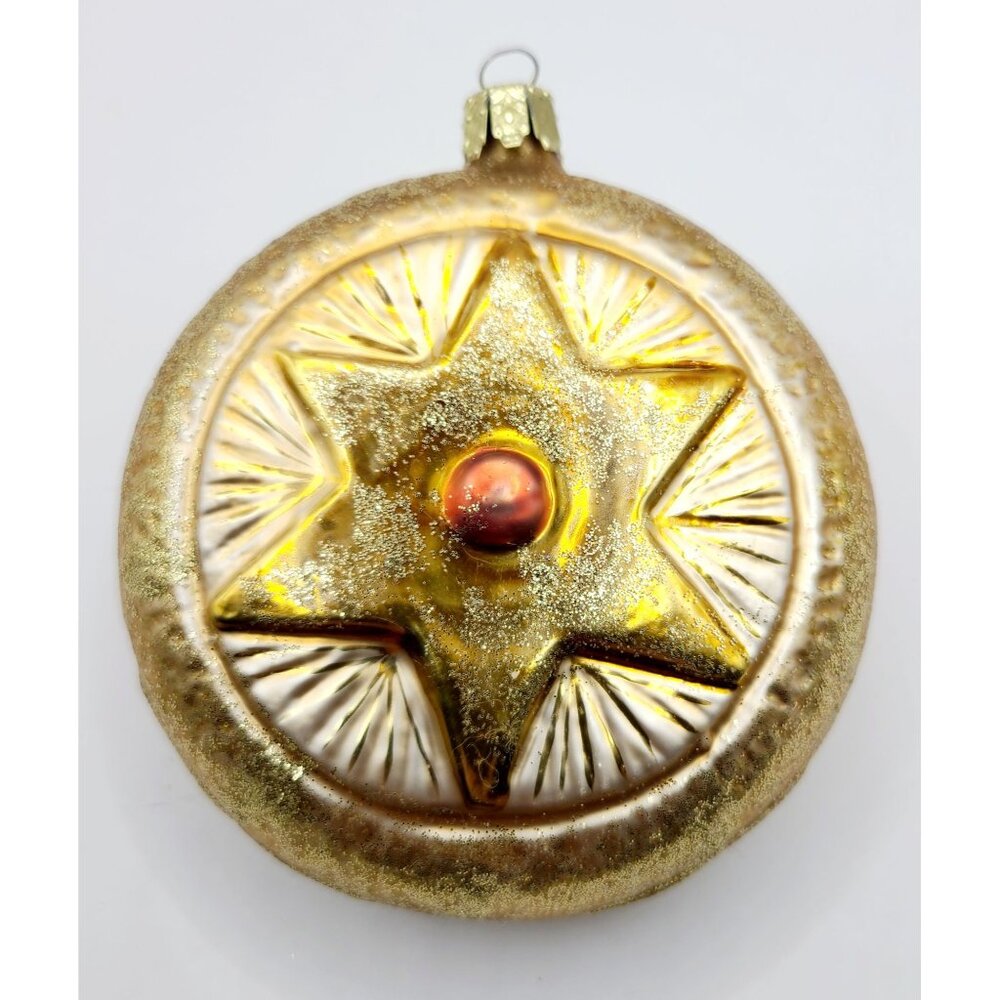Vintage Gold Glass Angel Cherub Ornament Star Design Handcrafted By Christborn - Picture 5 of 8